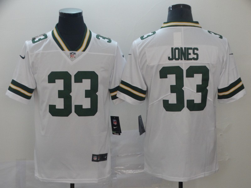 Men's Green Bay Packers Aaron Jones #33 White Jersey
